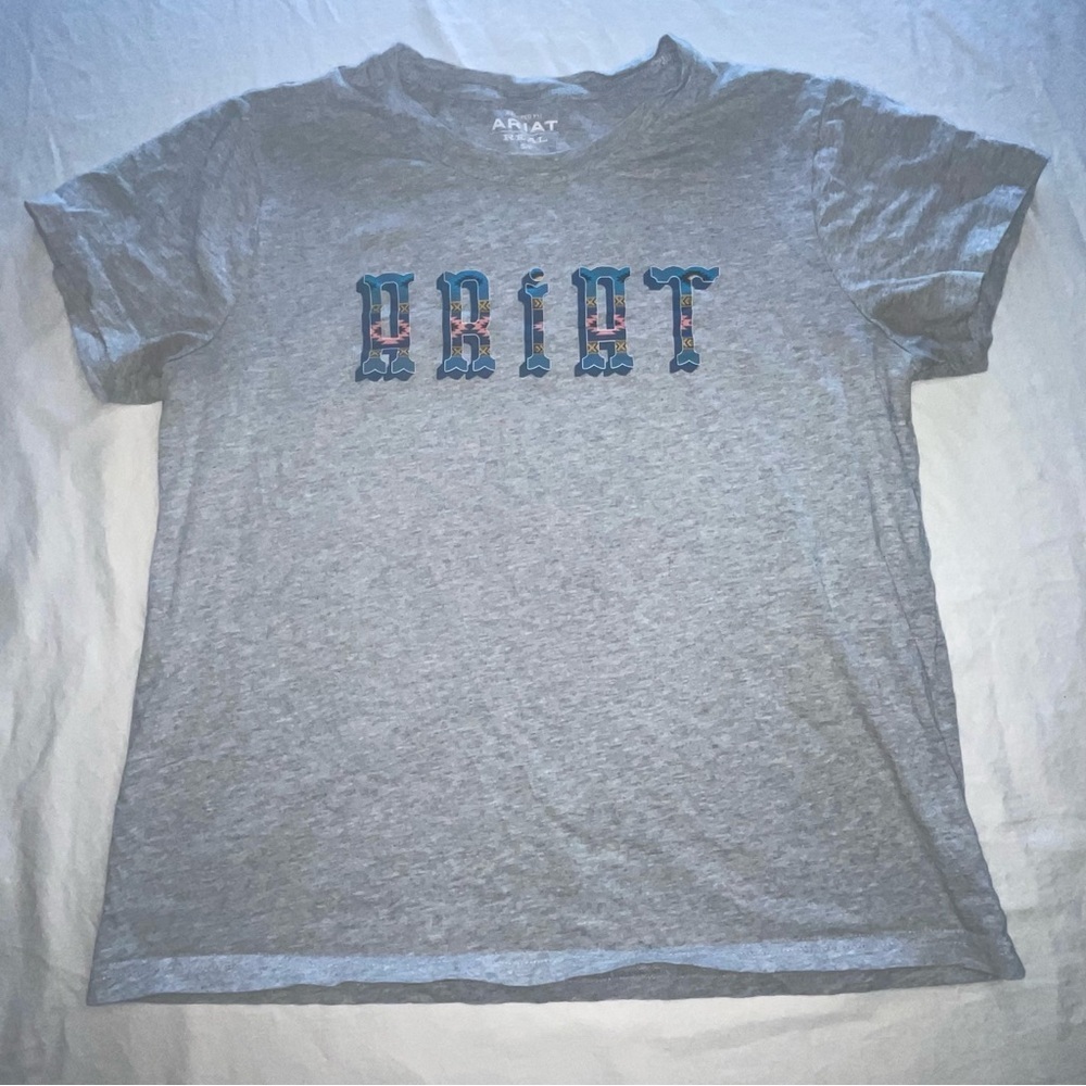 Ariat R.E.A.L. Relaxed Fit Women’s Small Gray Western Short Sleeve T- Shirt